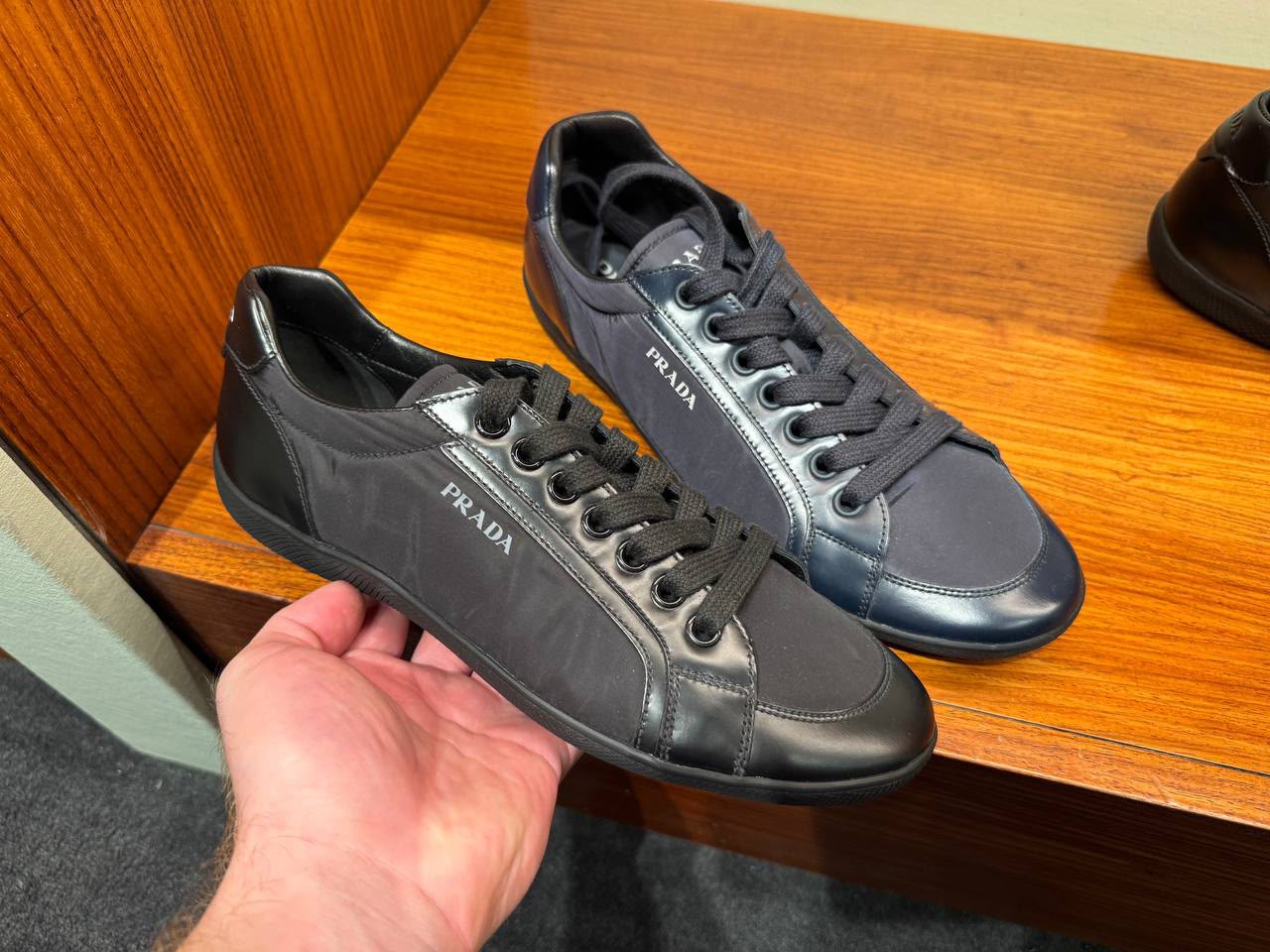 Gabardine and Leather Sneakers