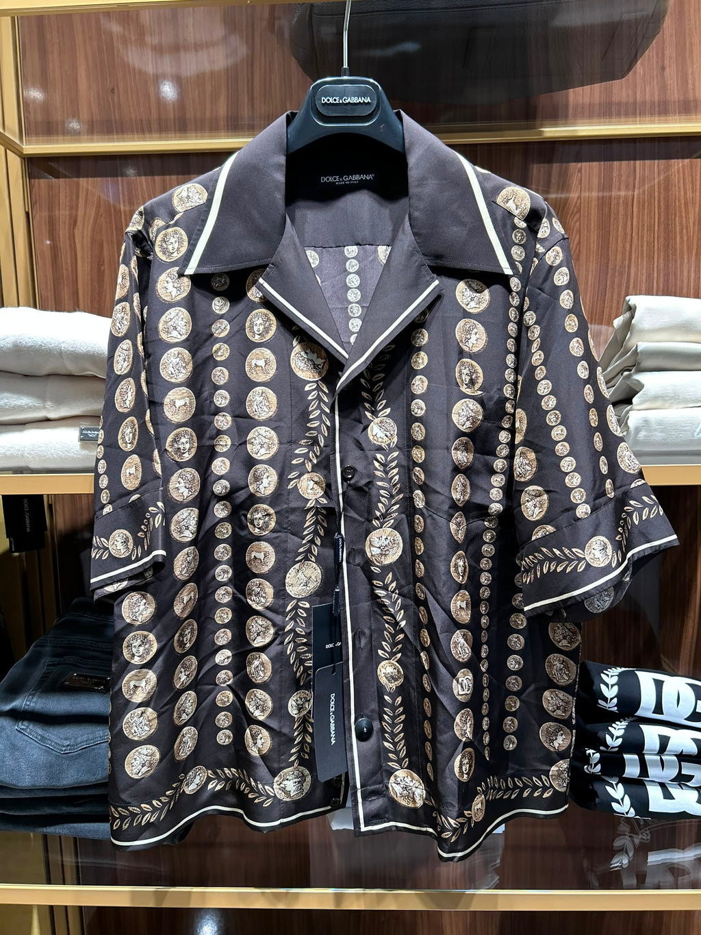 Silk Twill Shirt with Coin Print