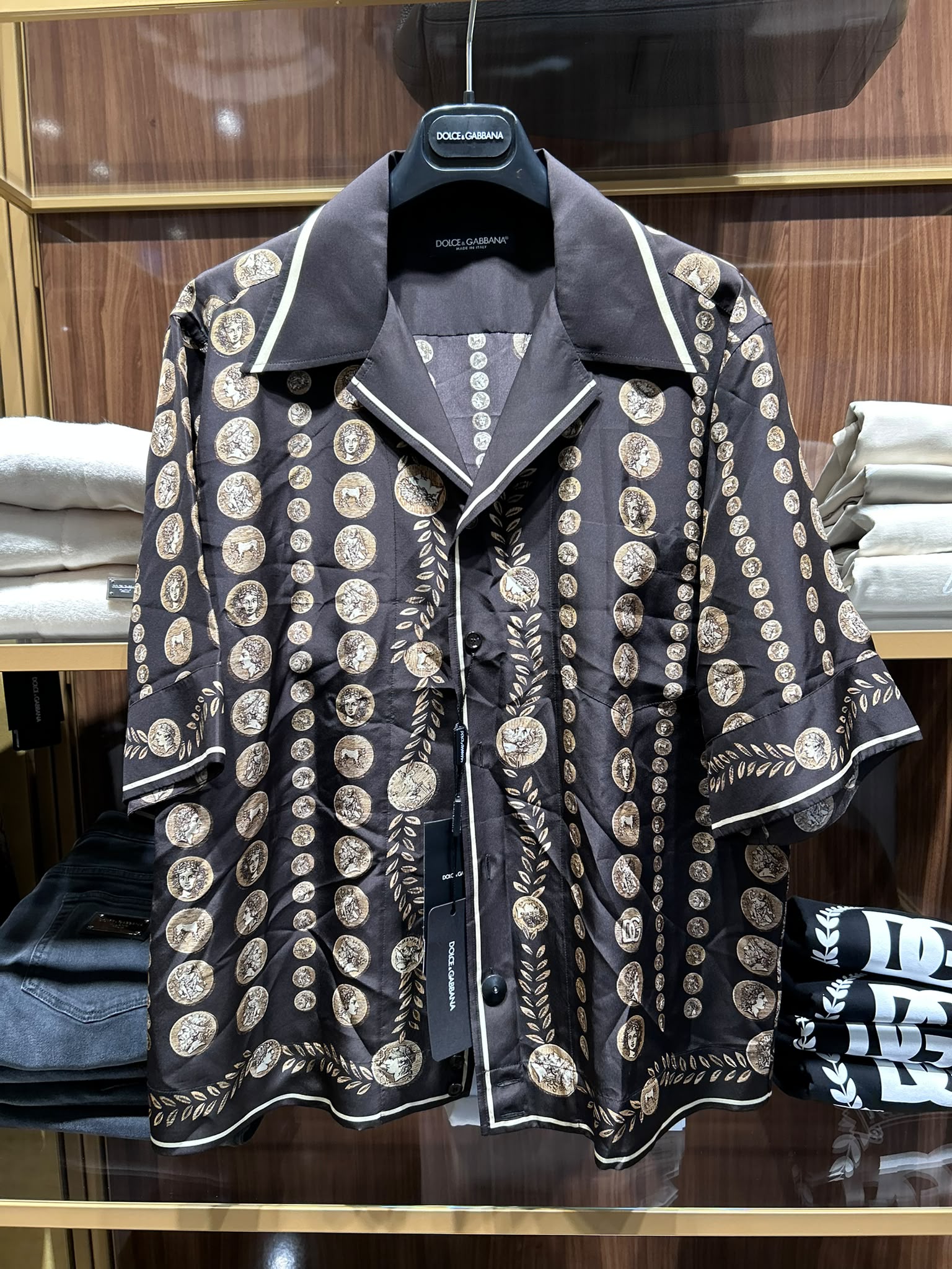Silk Twill Shirt with Coin Print