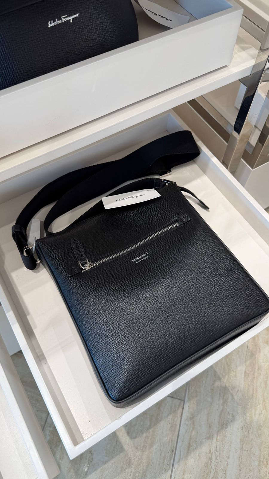 Ferragamo Textured Leather Messenger Bag