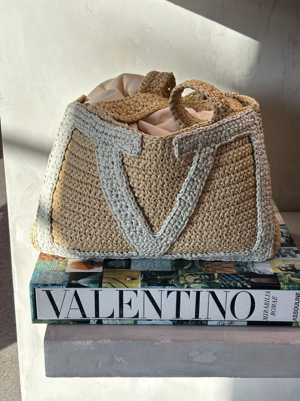 Garavani VLogo Signature Raffia Tote Bag