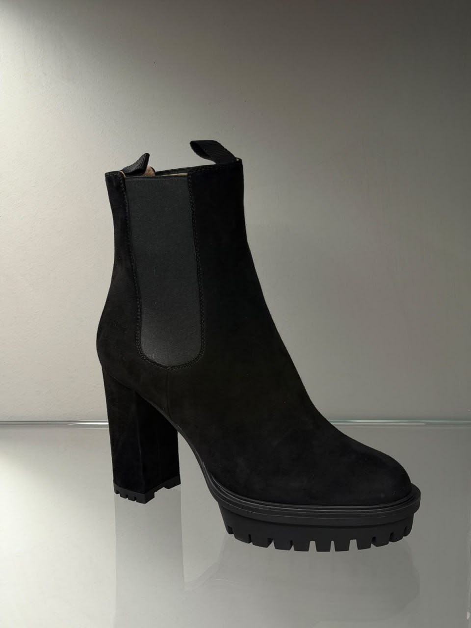 Black Suede Platform Chelsea Boots