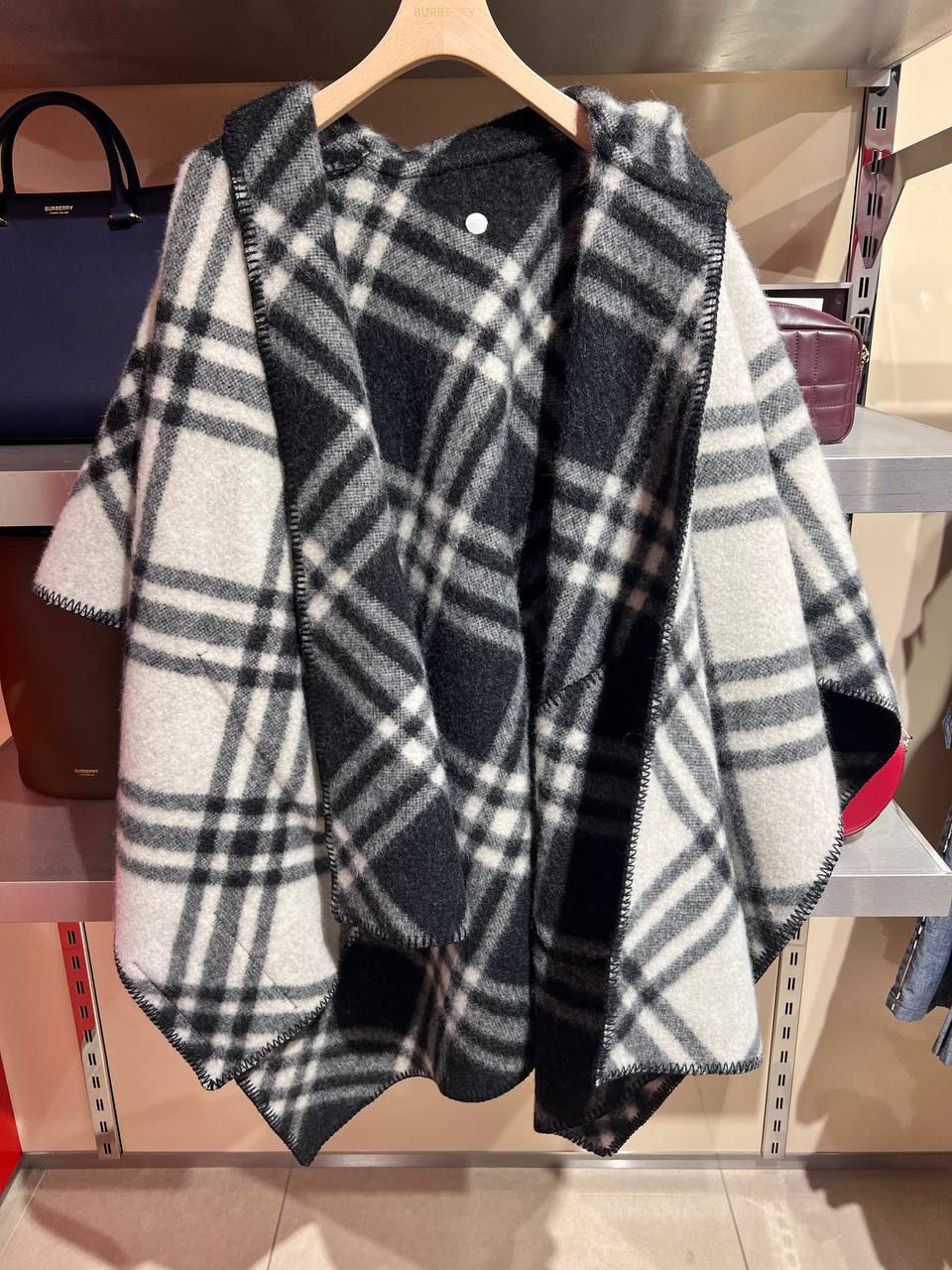 Check Wool Cashmere Cape