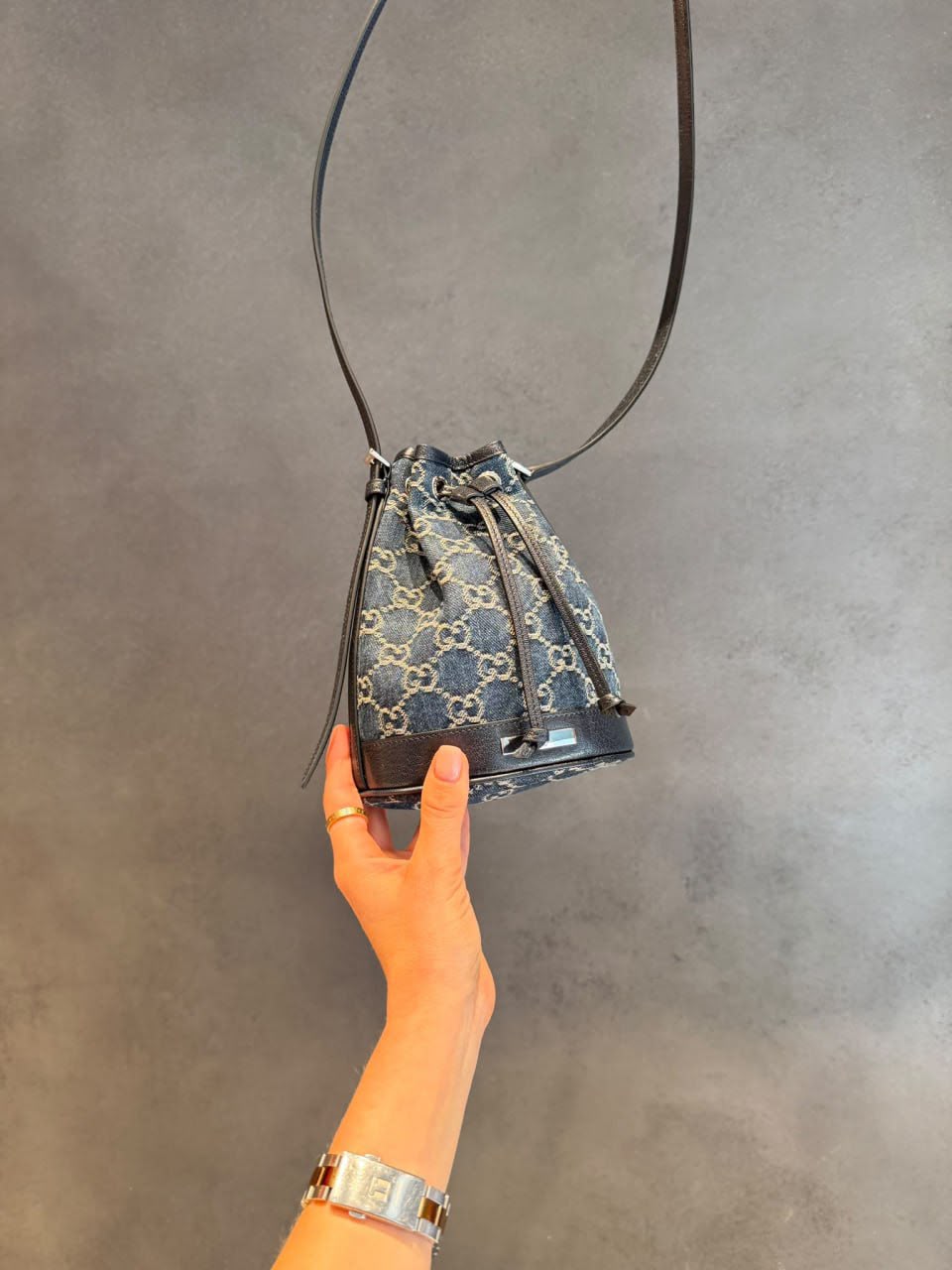 GG Denim Bucket Bag