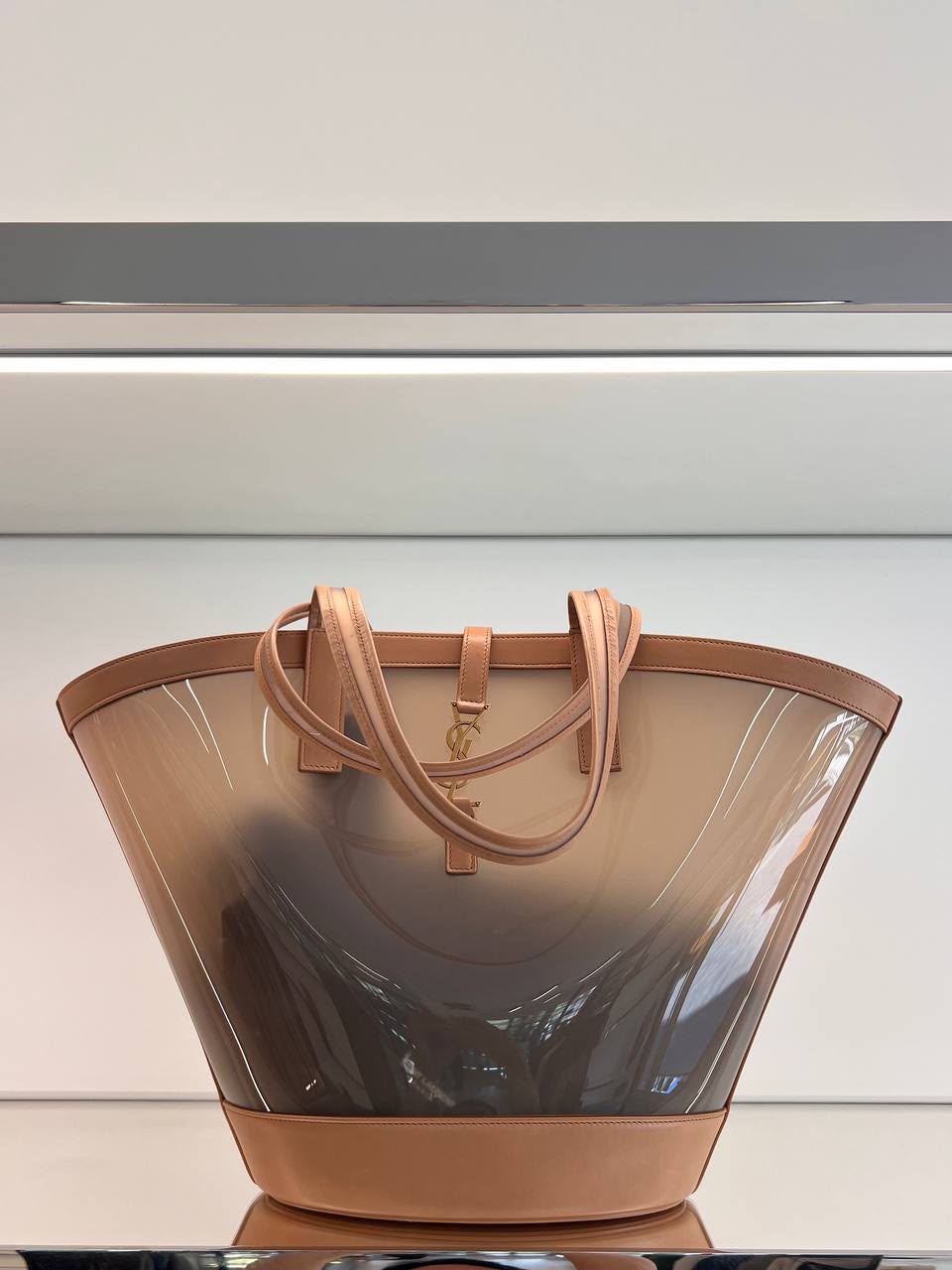 Panier Tote Bag in Transparent Vinyl and Leather