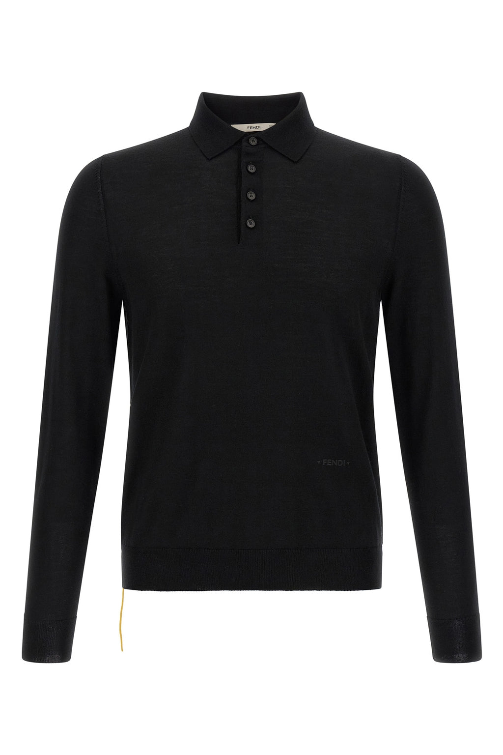 Yellow stitching polo shirt with visible thread