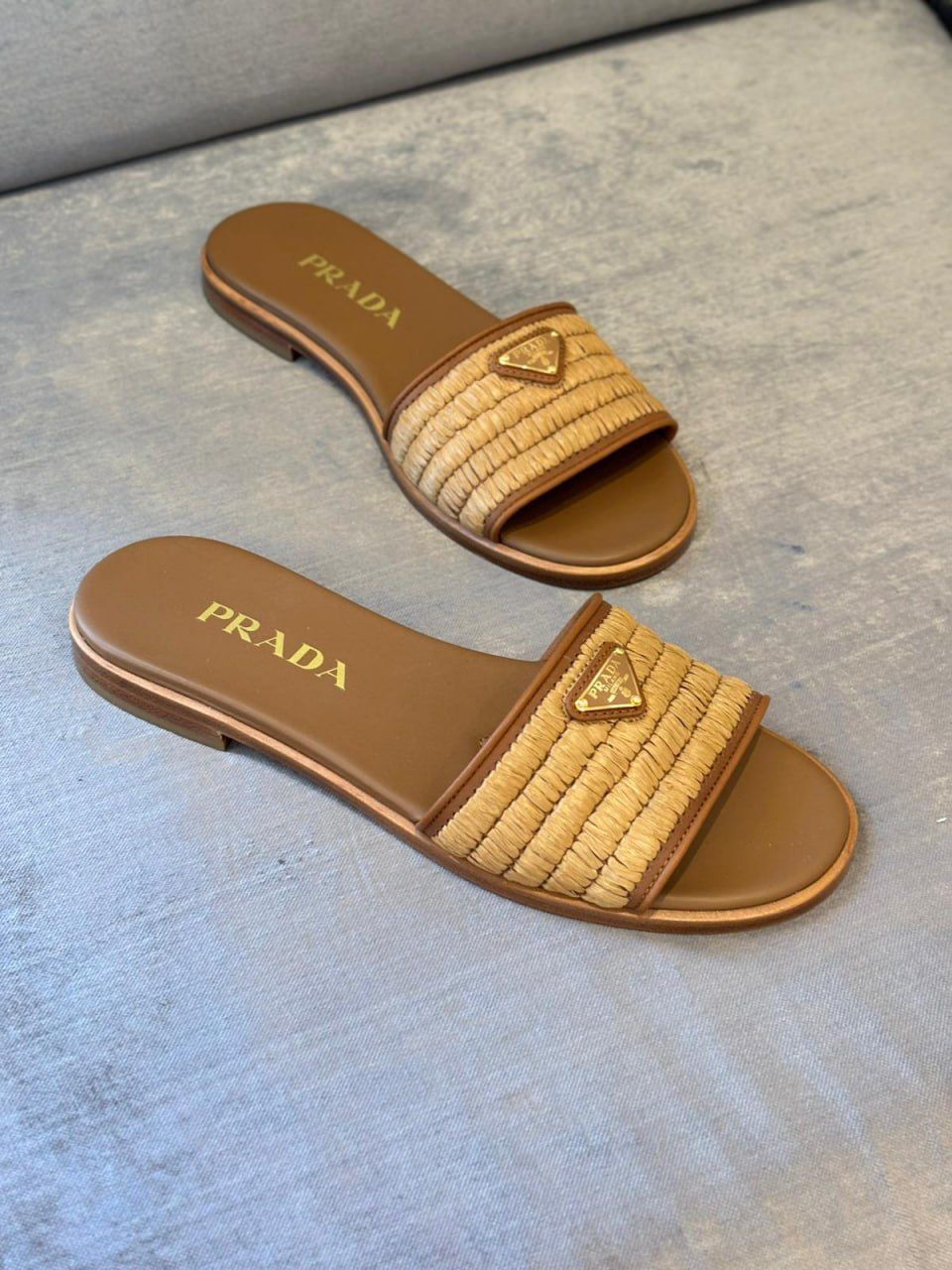 Raffia Slide Sandals