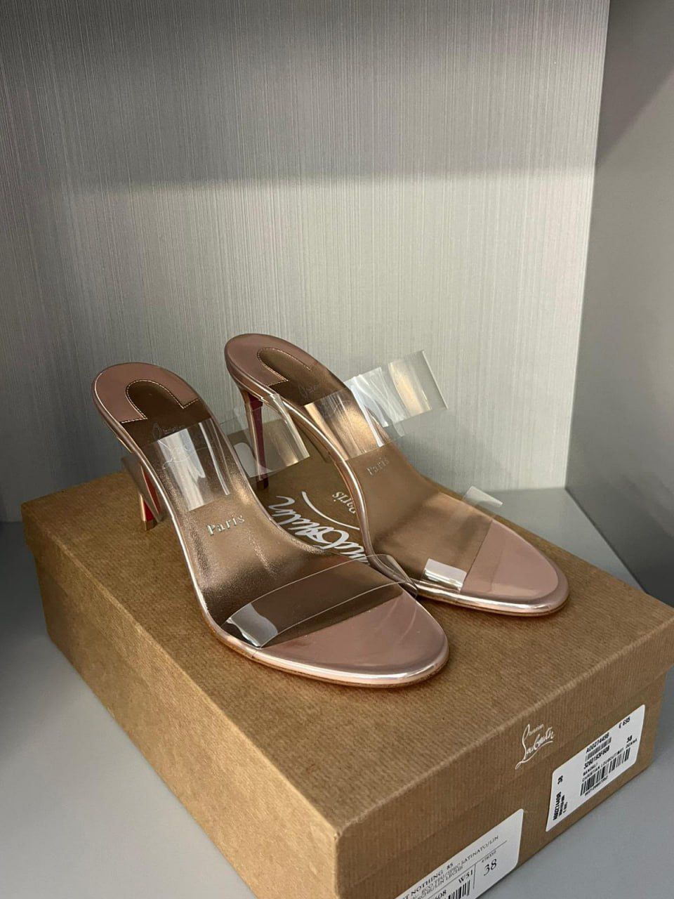 Hot Chick Sling 85mm PVC and Satin Mules