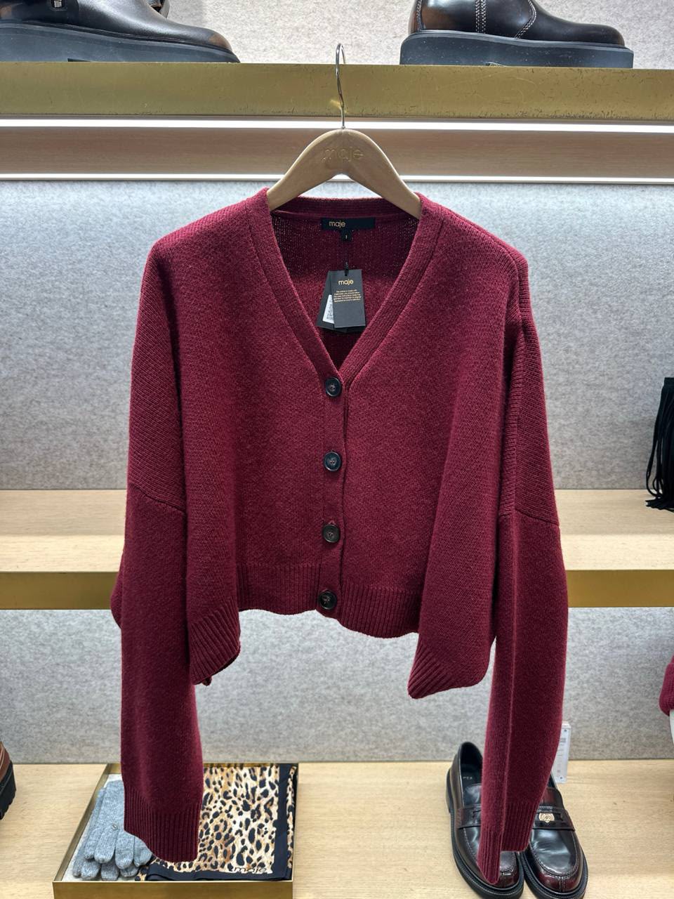 Cropped V-neck cardigan