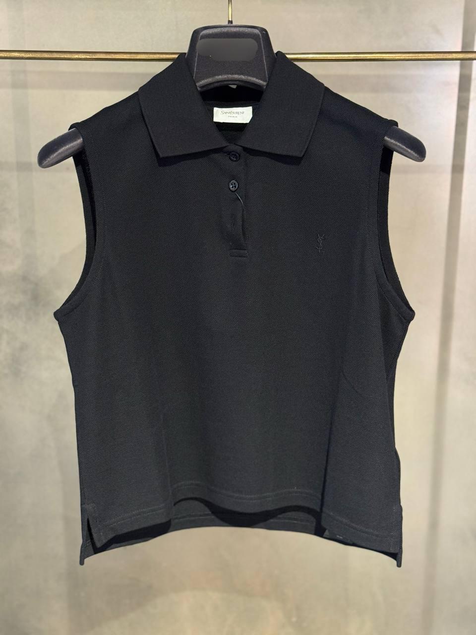 Sleeveless Polo Shirt in Piqué
