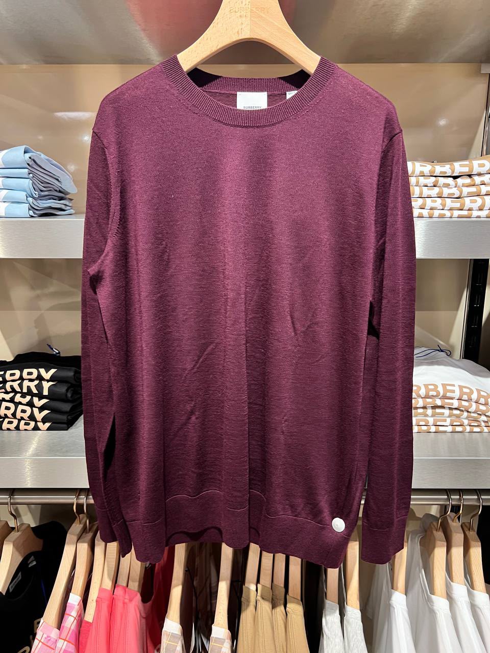 Merino Wool Check Shoulder Sweater