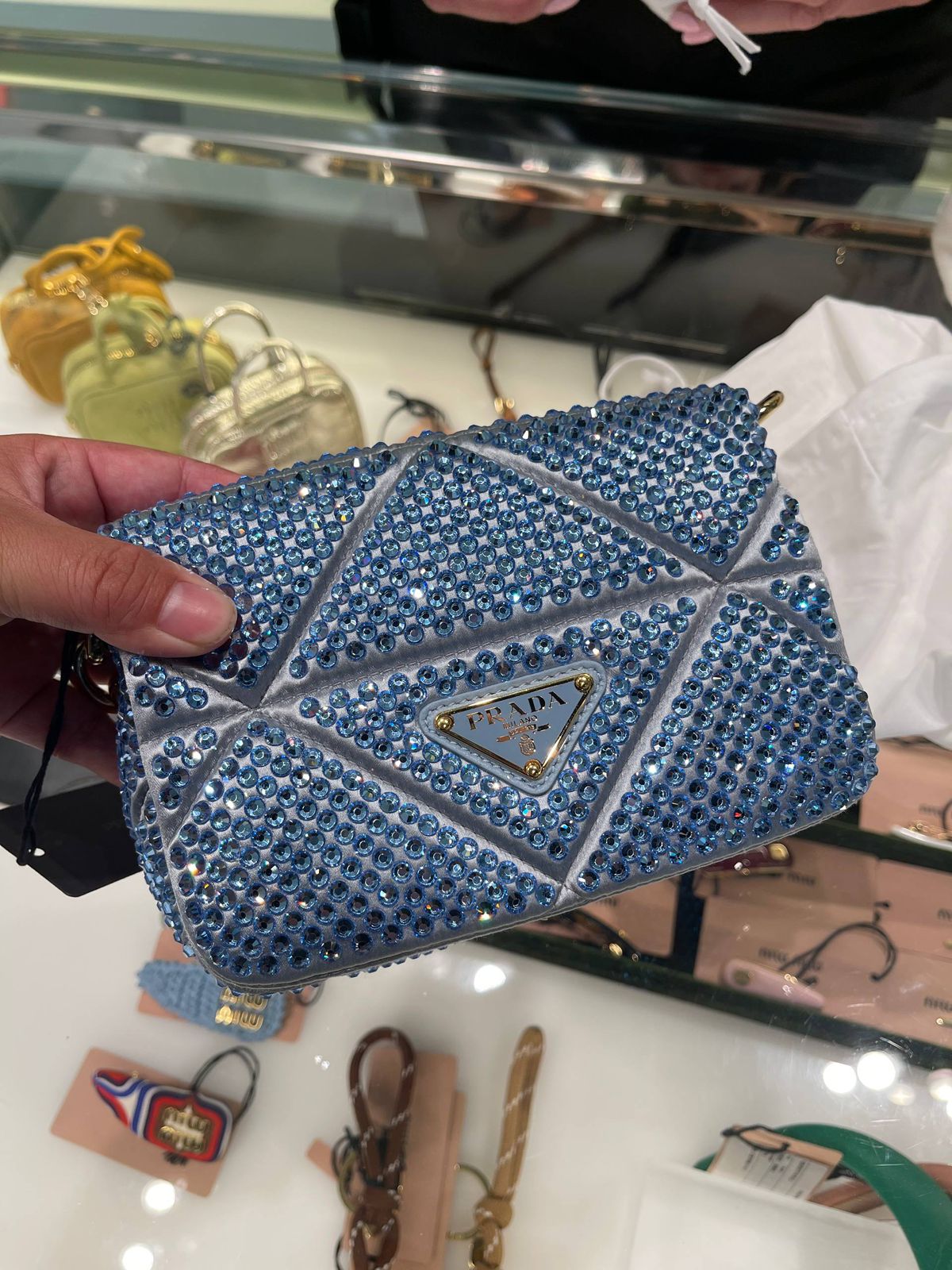 Prada Crystal-Embellished Satin Mini Bag