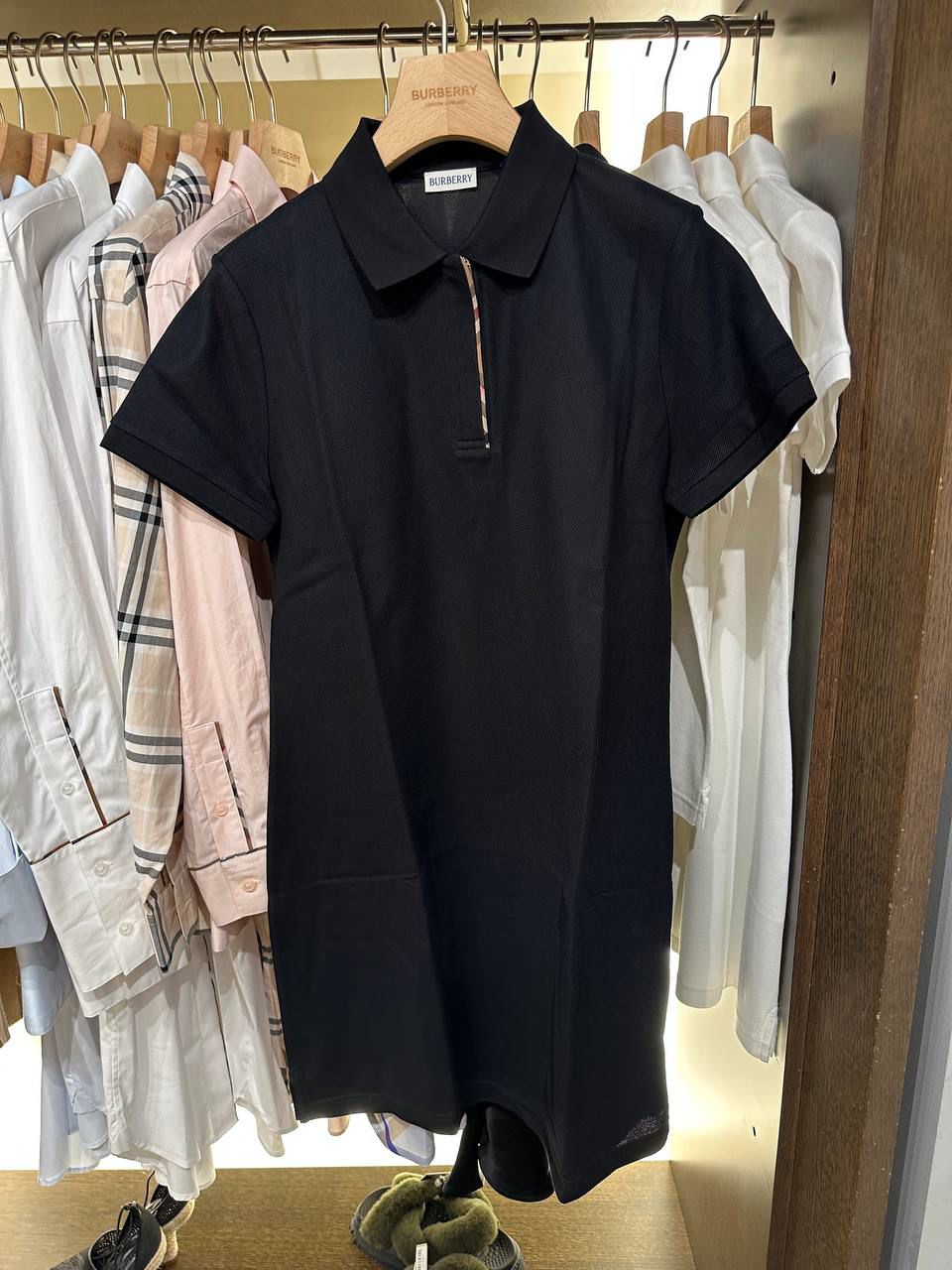Vintage Check Placket Cotton Piqué Polo Dress