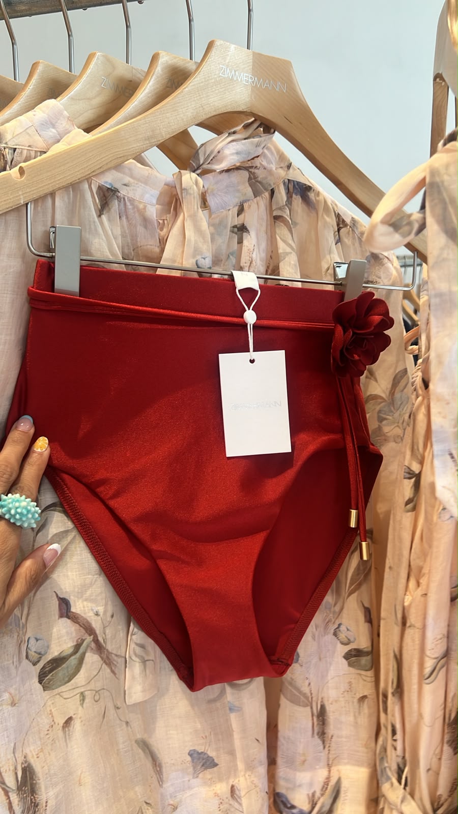 High-Waisted Bikini Bottom with Floral Appliqué
