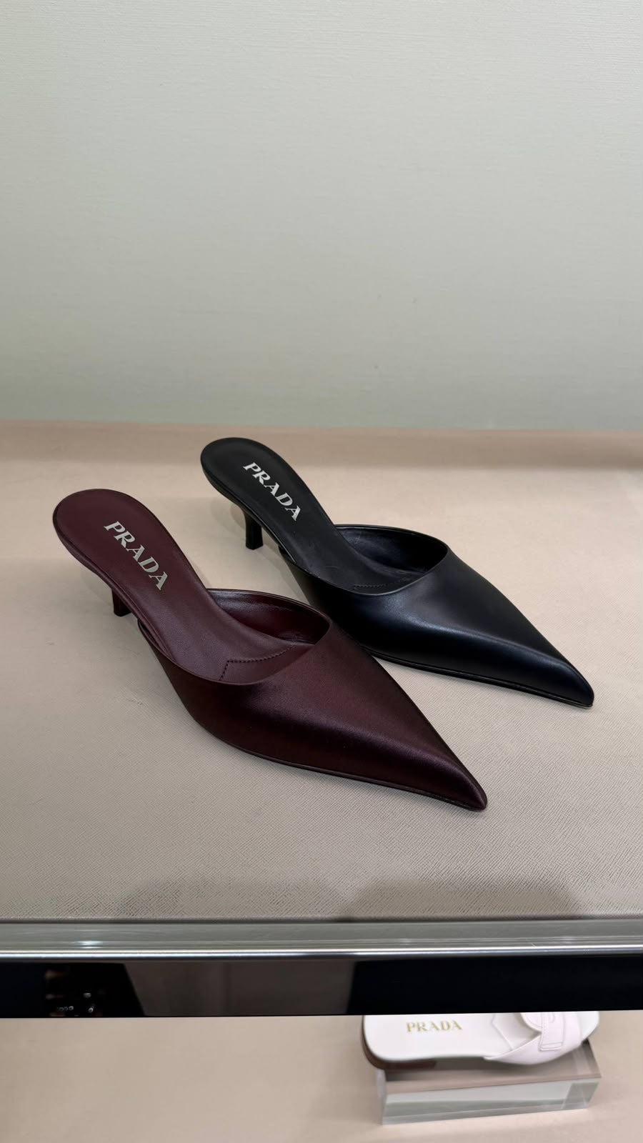 Satin and Leather Kitten Heel Mules