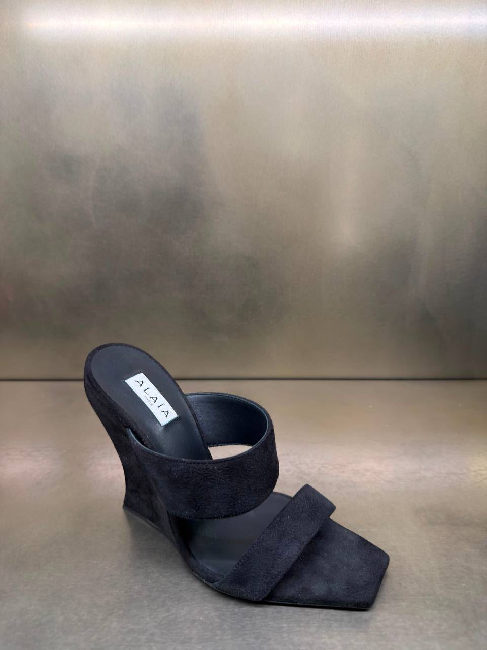 Suede Wedge Mules