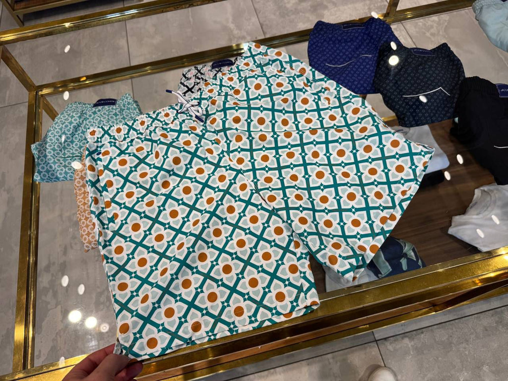 Geometric Print Swim Trunks