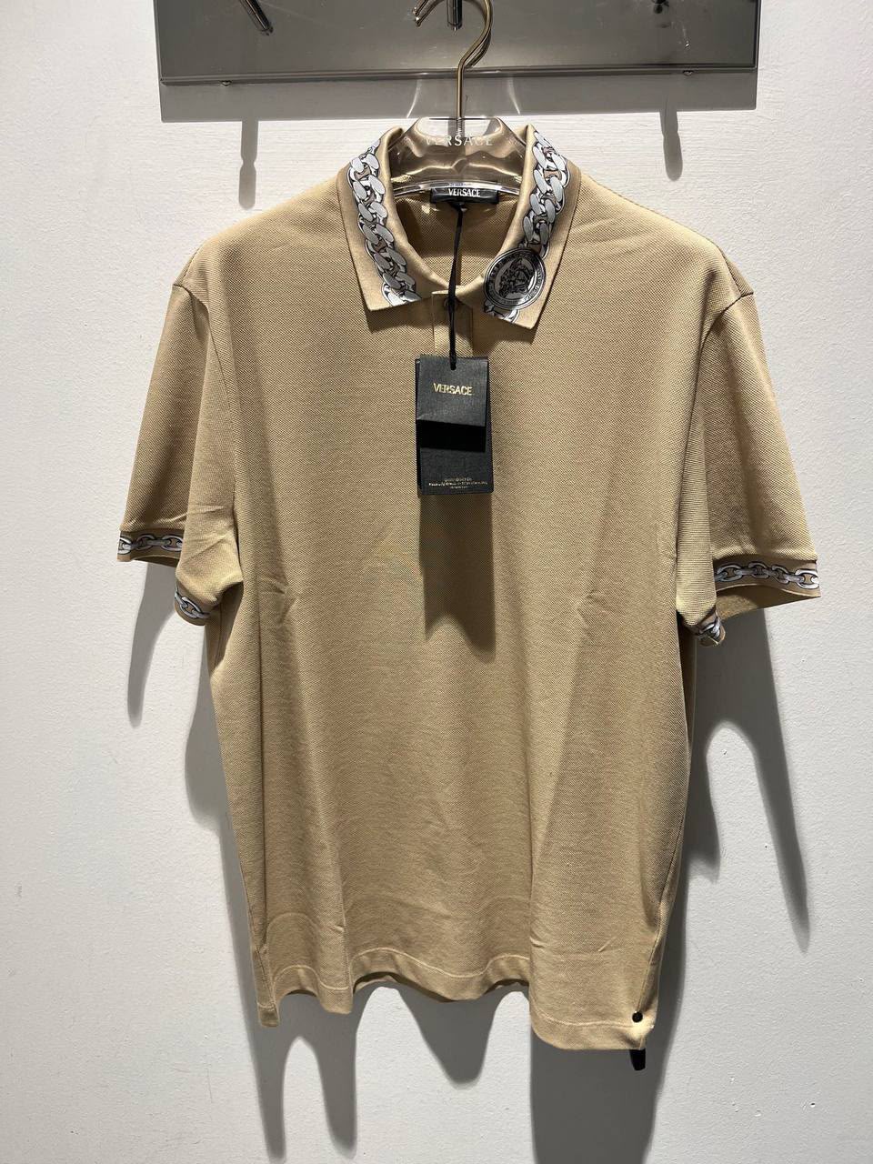 Chain-Print Collar Polo Shirt