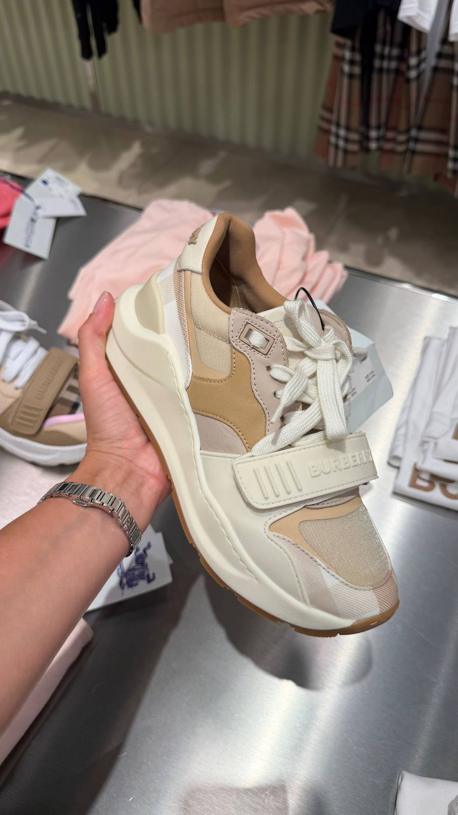 Stride Check and Leather Sneakers