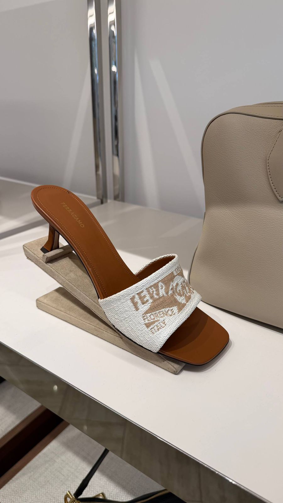 Ferragamo Logo-Embroidered Raffia Mules