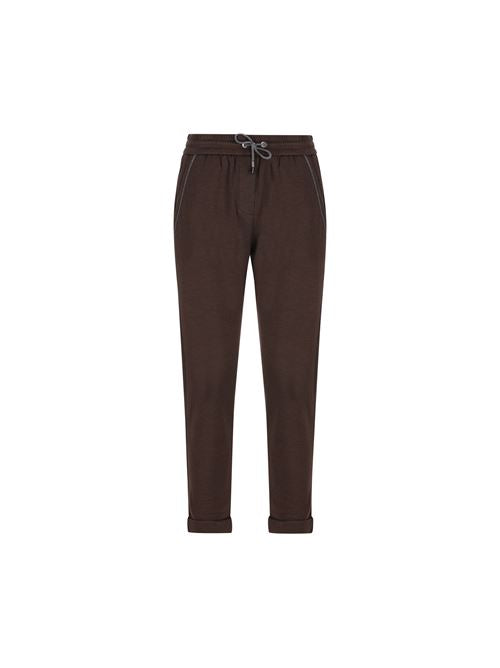 Pantaloni jogging in cotone e seta con monile