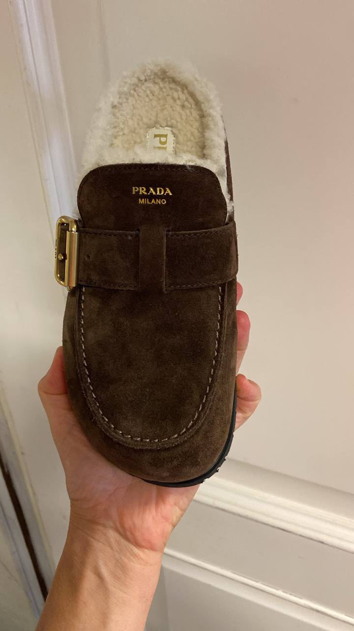 Suede Mules with Shearling Lining