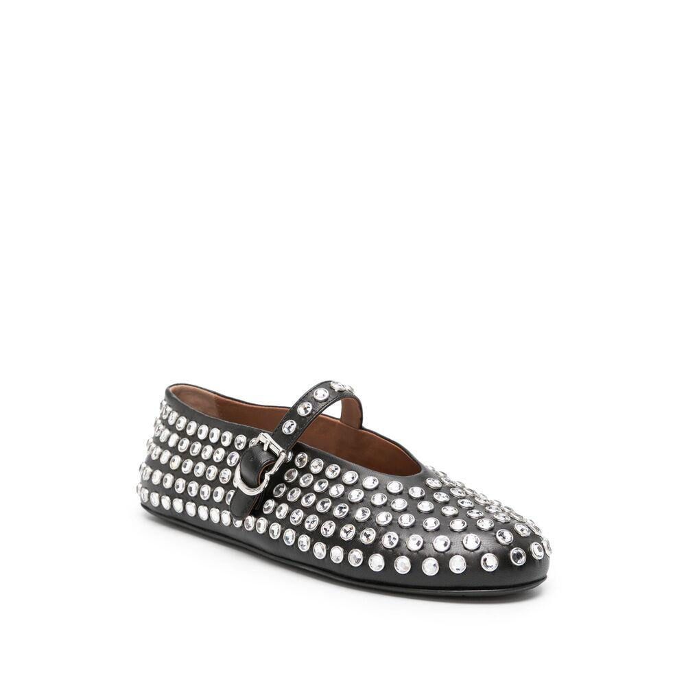 Crystal-Embellished Mary Jane Flats