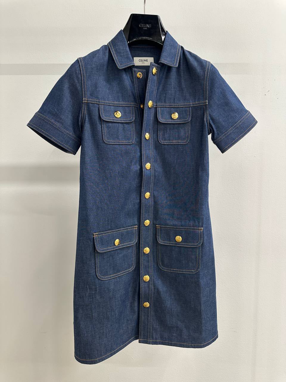 Short-Sleeved Dress in Denim