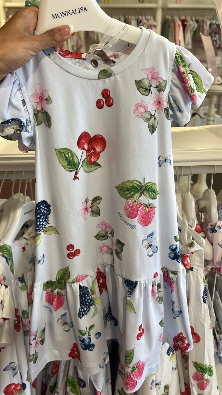 Girls' Fruit and Butterfly Print Ruffle Hem Dress