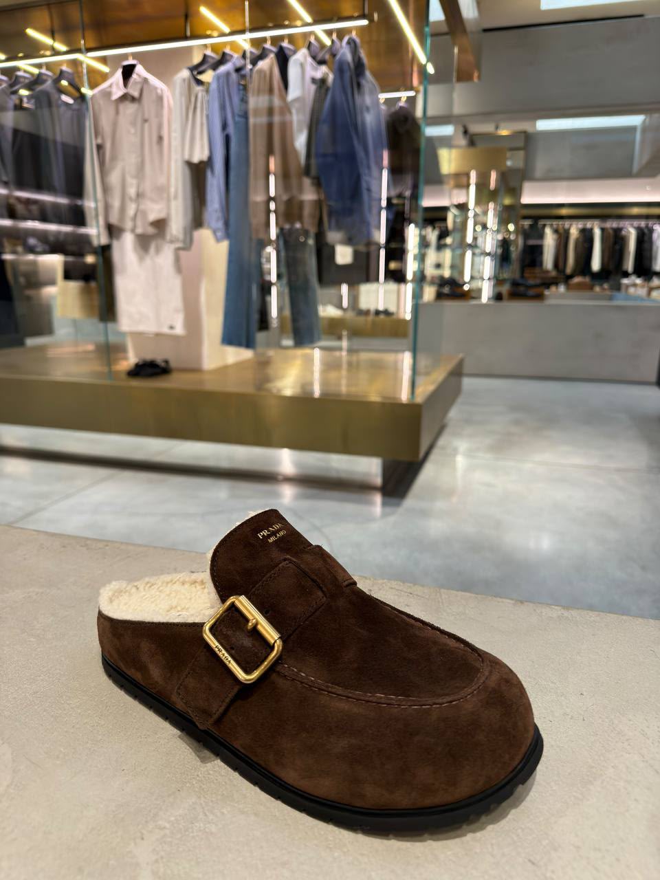 Suede Mules with Shearling Lining