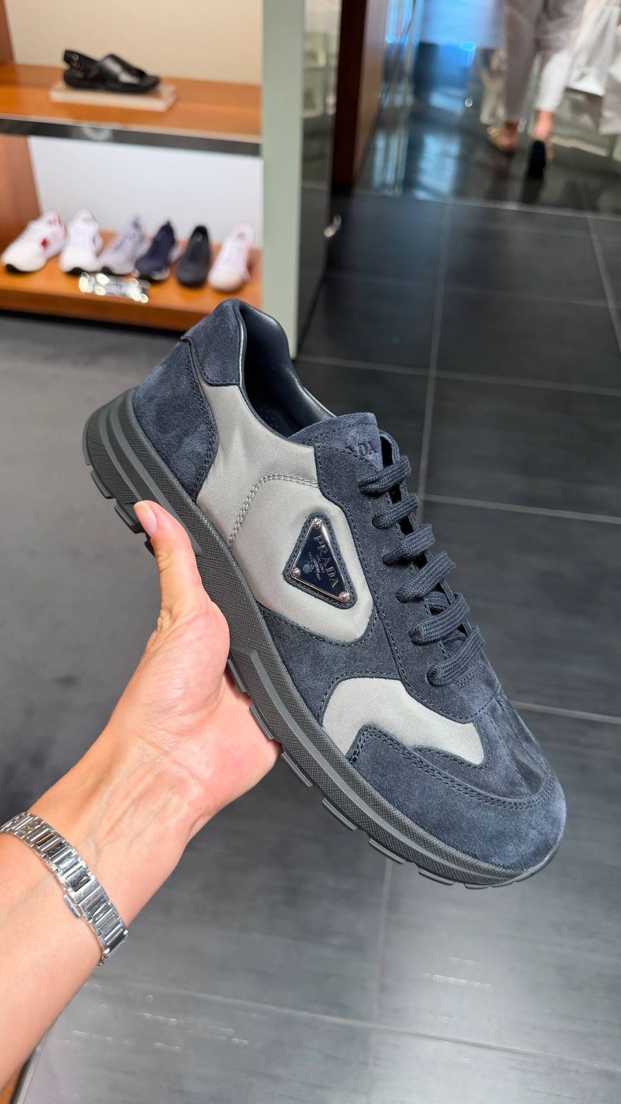 Suede and Re-Nylon Sneakers