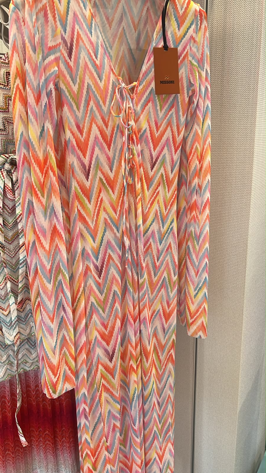 Zigzag Print Lace-Up Cover-Up Dress