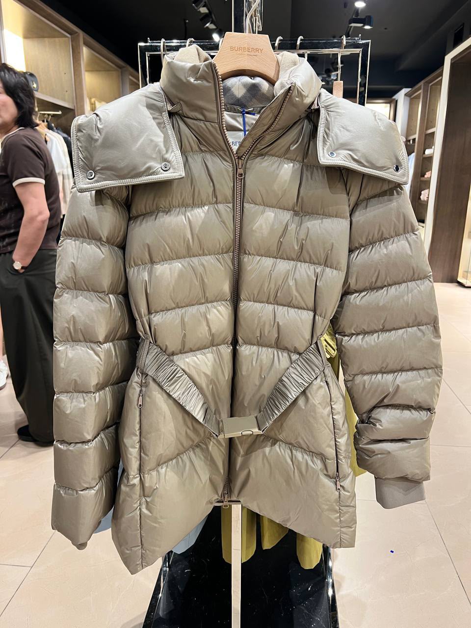 Detachable Hood Belted Puffer Jacket