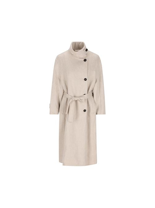 Belted Stand-Collar Coat