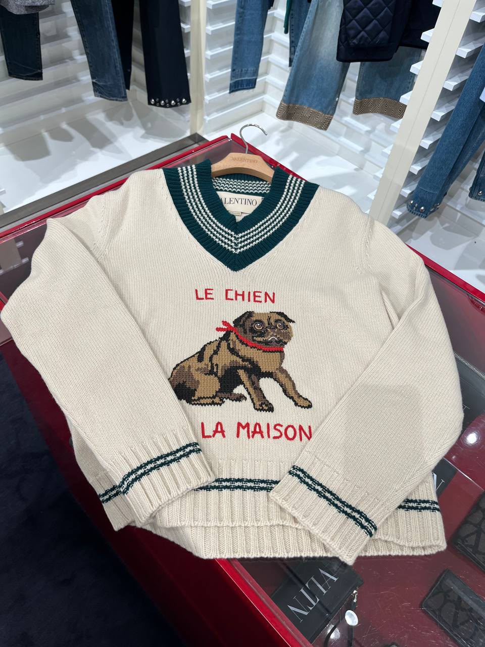 'Le Chien La Maison' V-Neck Sweater
