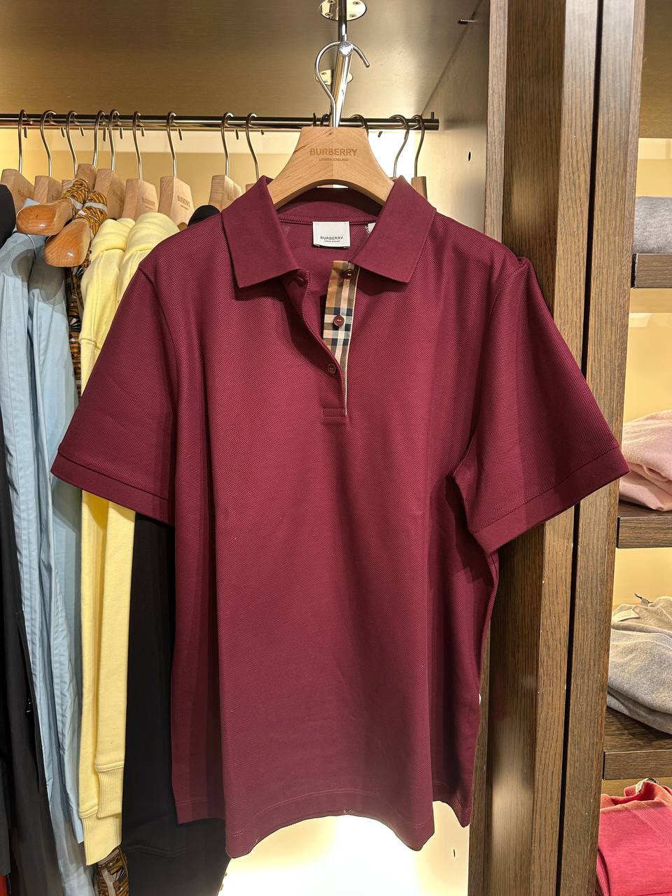 Check Placket Cotton Piqué Polo Shirt