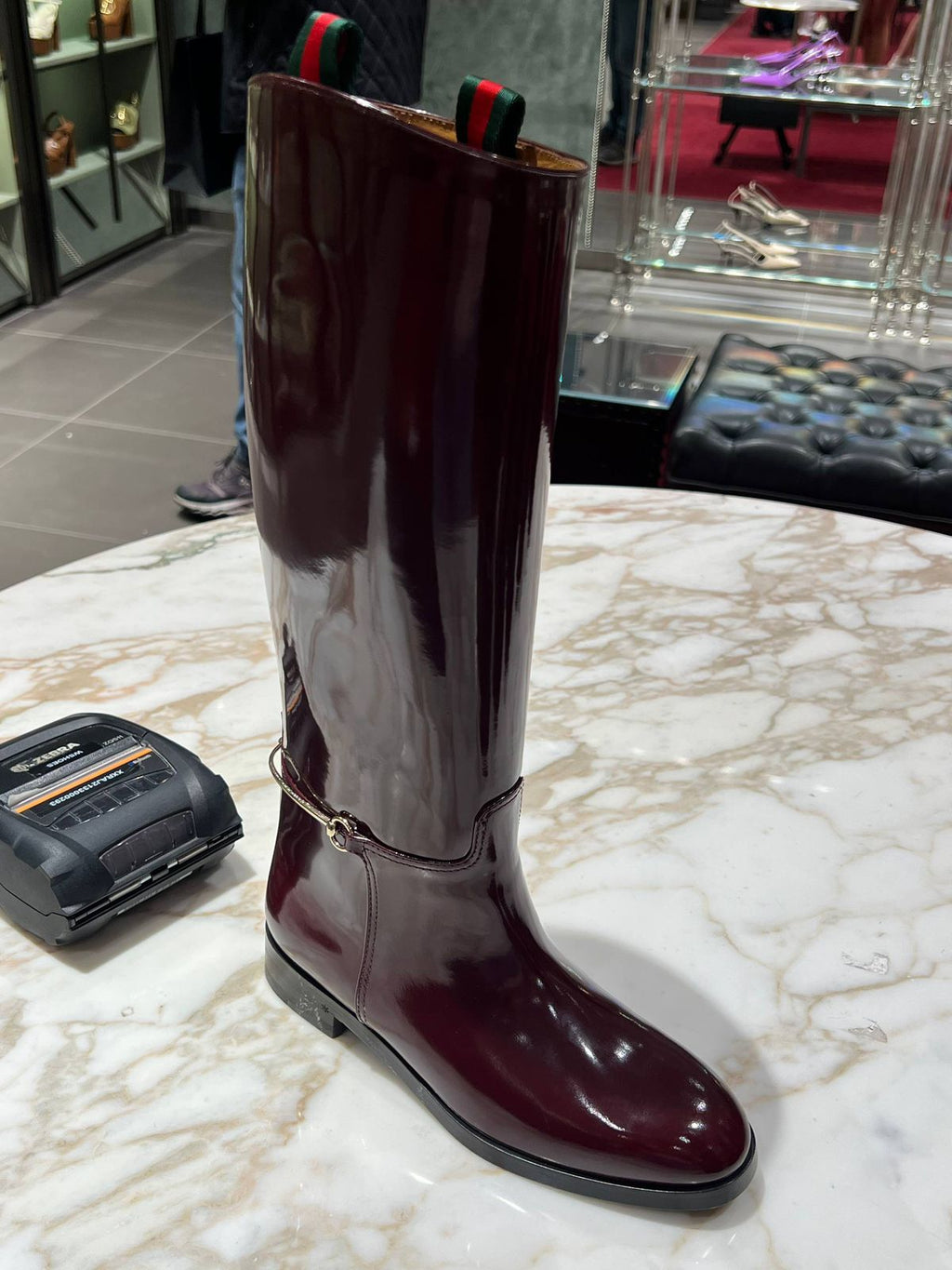Horsebit knee-high boot