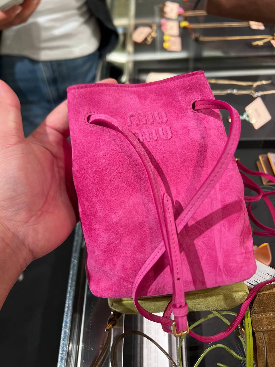 Suede Mini Bucket Bag