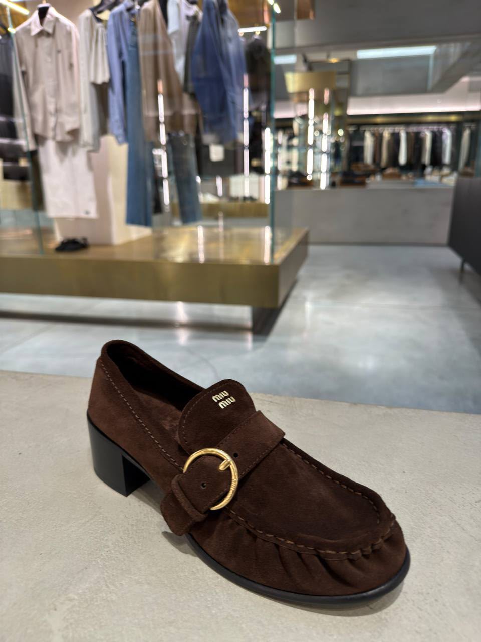 Suede loafers with buckle