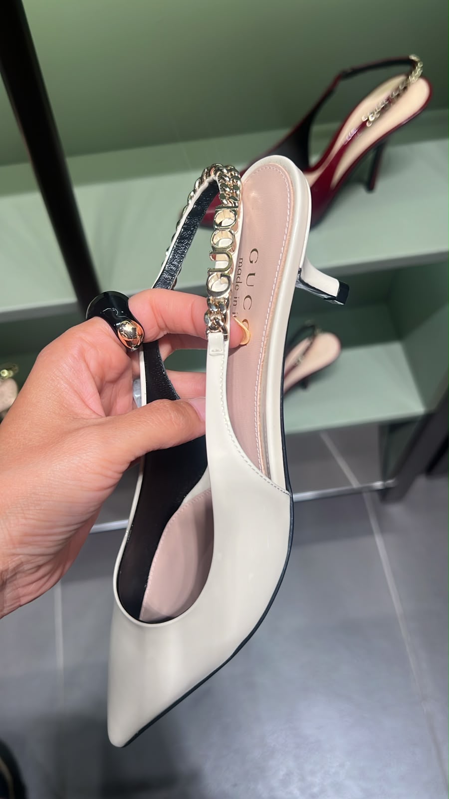 Chain-Embellished Slingback Pump