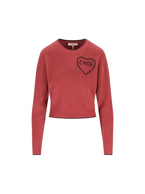 Pullover corto con logo in maglia di lana