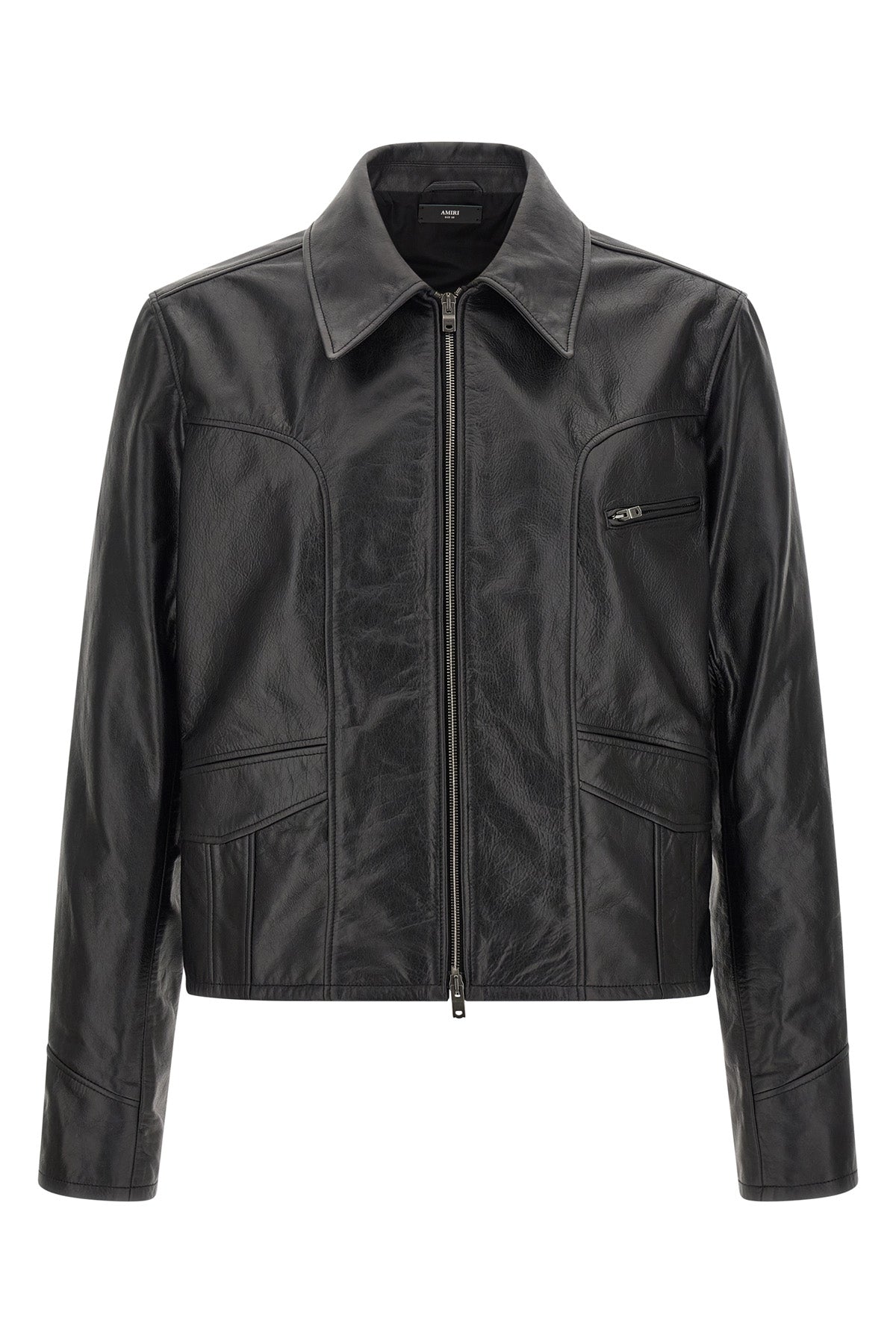 Leather jacket with zip