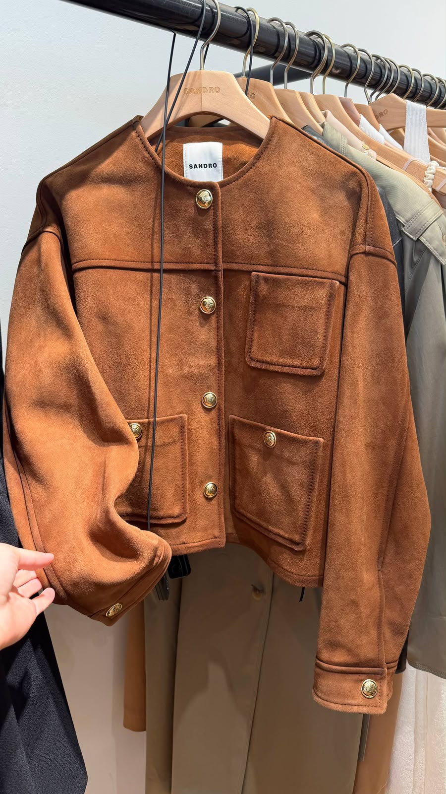 Suede Jacket with Gold Buttons