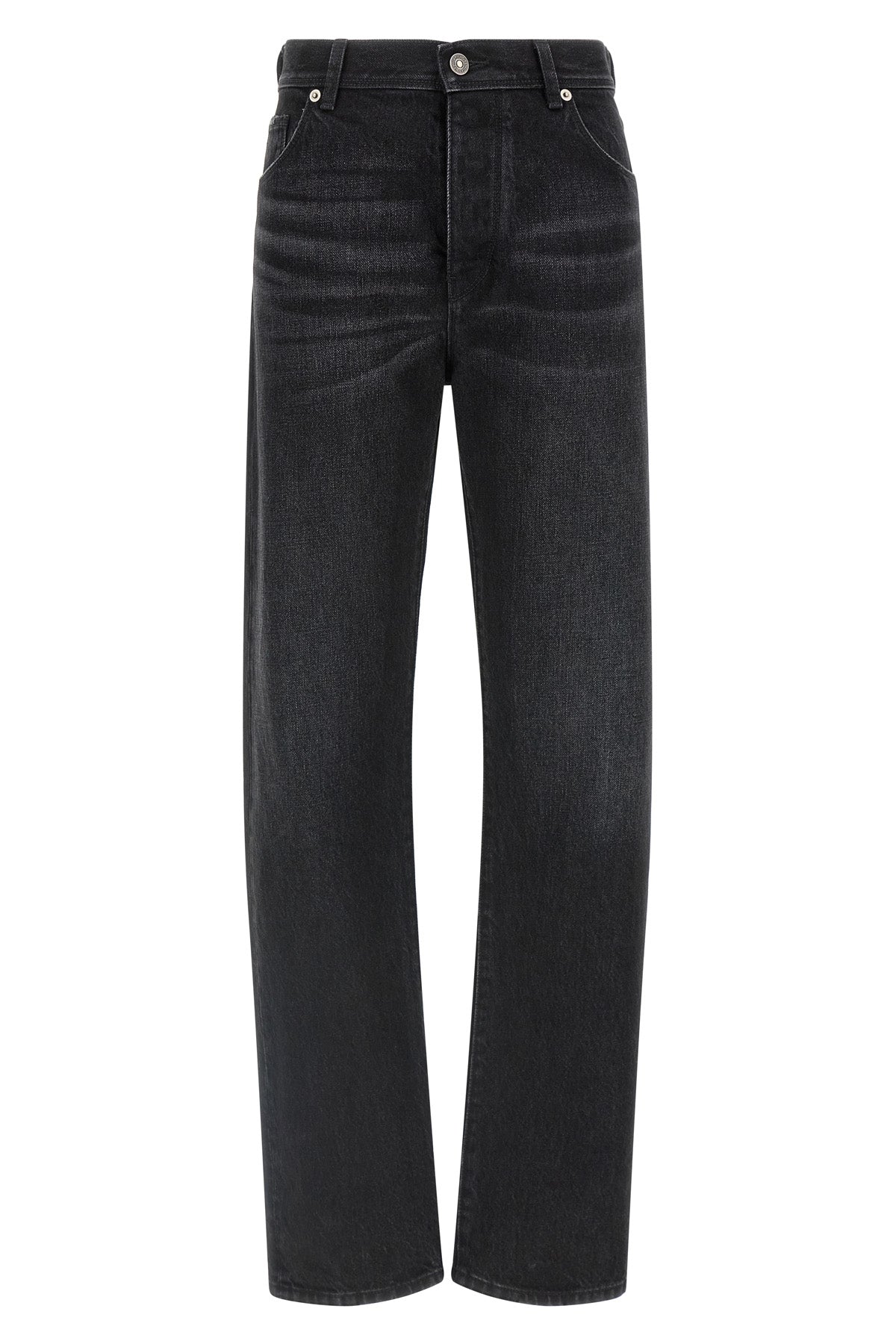 Yellow stitching jeans with visible thread