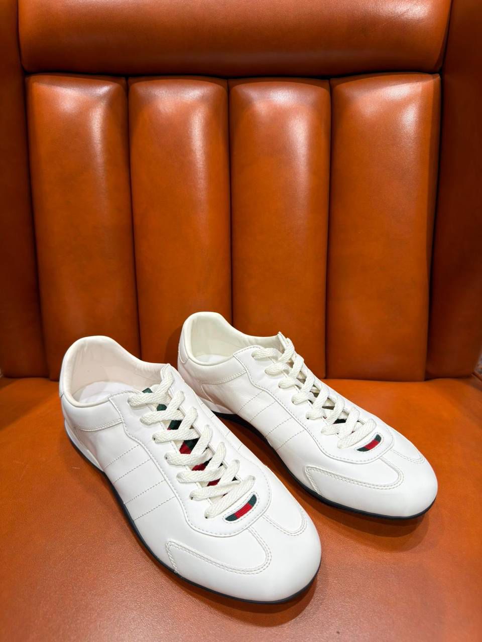 Men's Leather Sneaker with Web