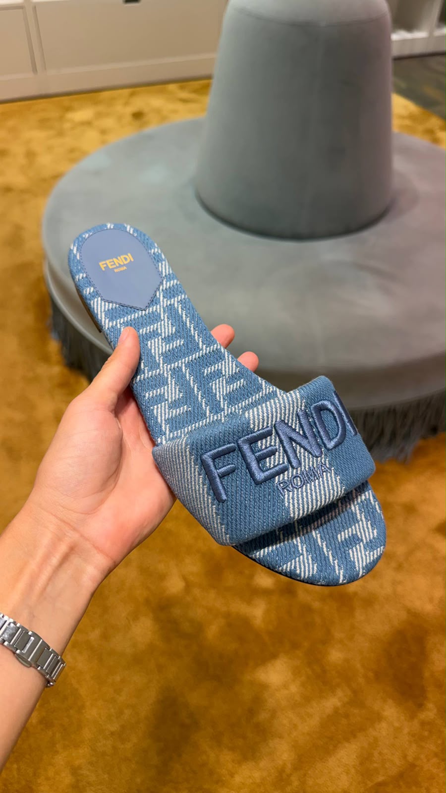 Roma Denim Slides