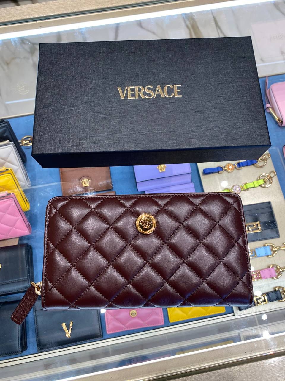 Quilted Leather Zip-Around Wallet