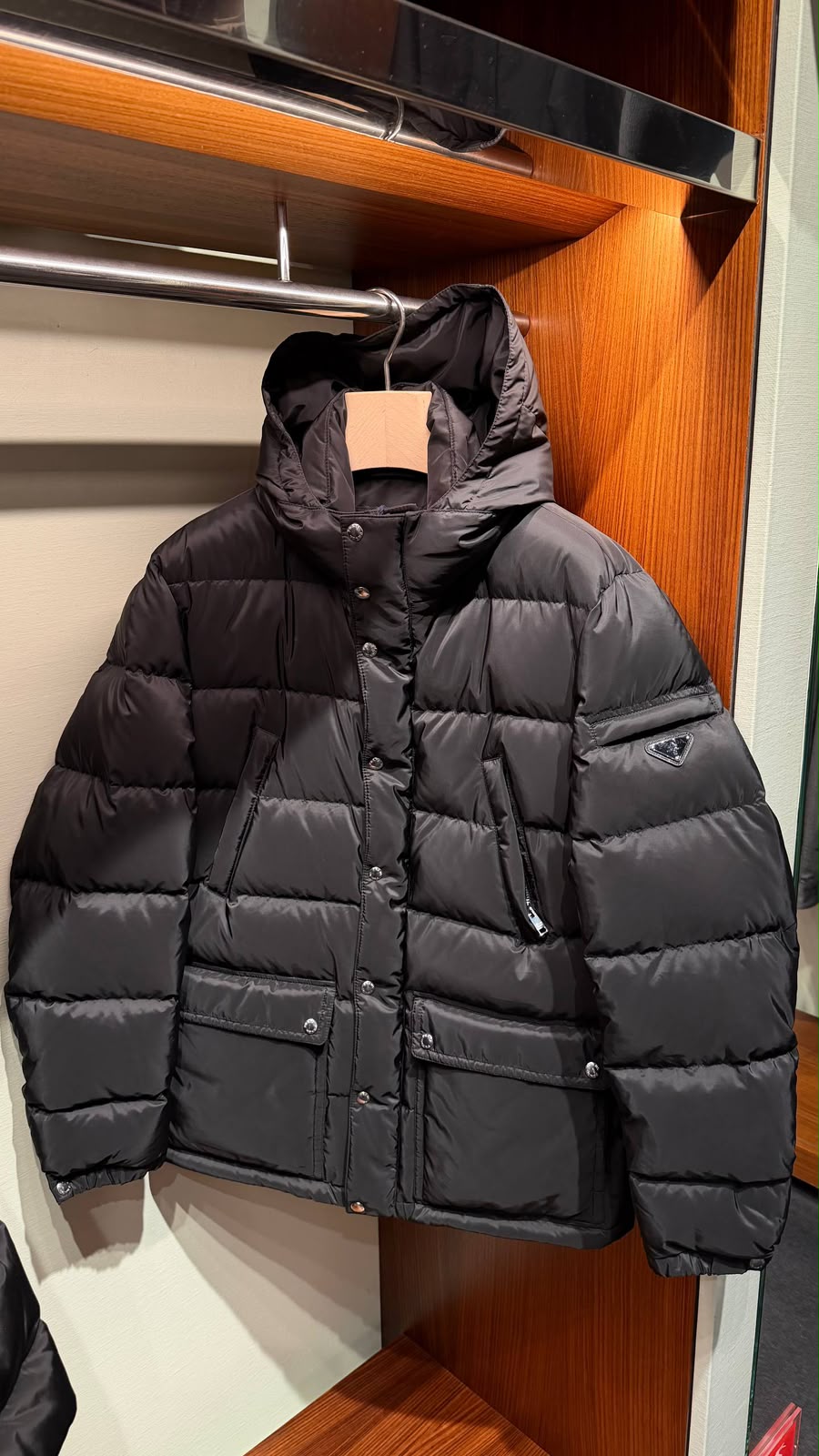 Re-Nylon hooded puffer jacket