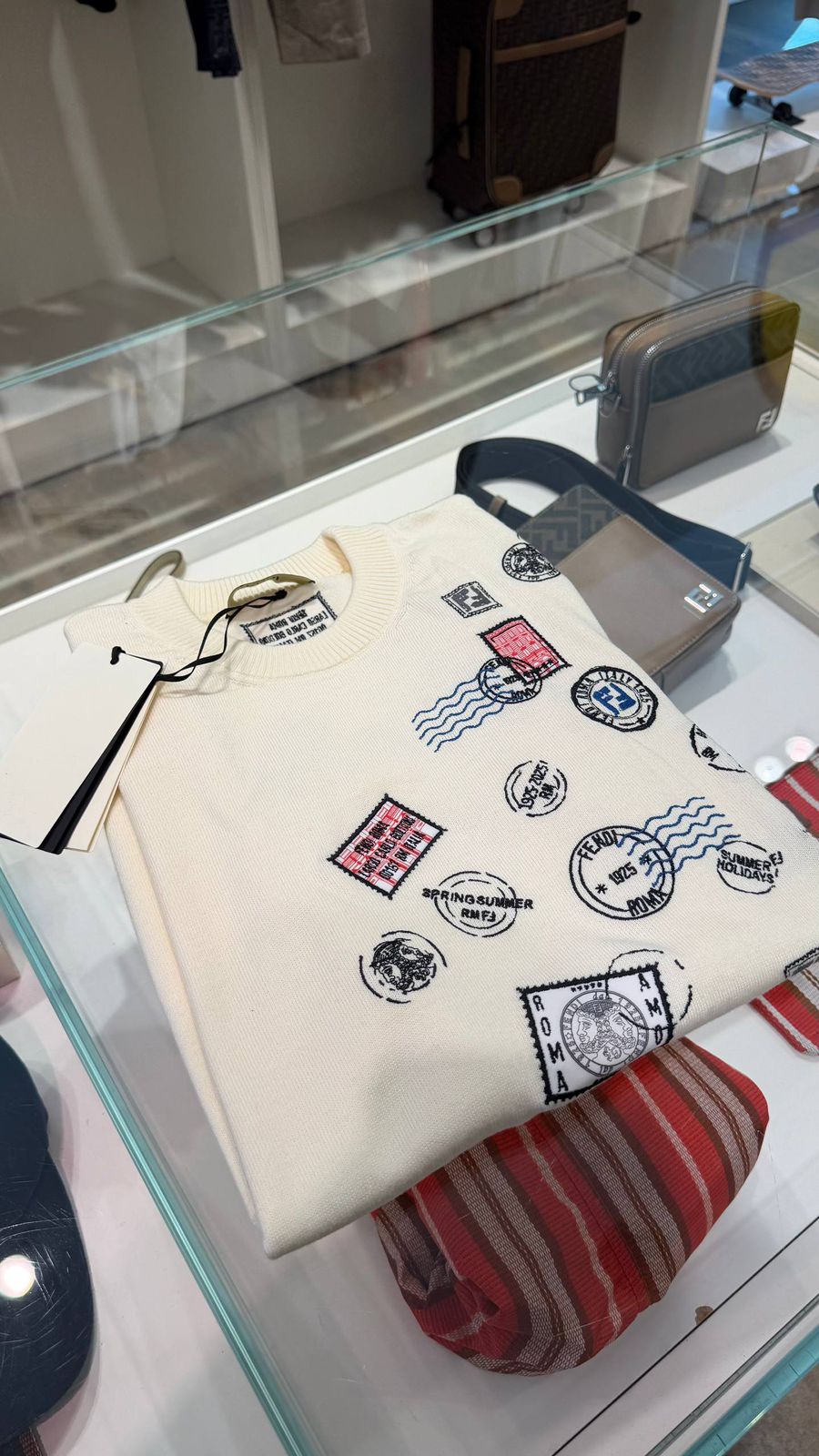 Stamp-Print Crewneck Sweater