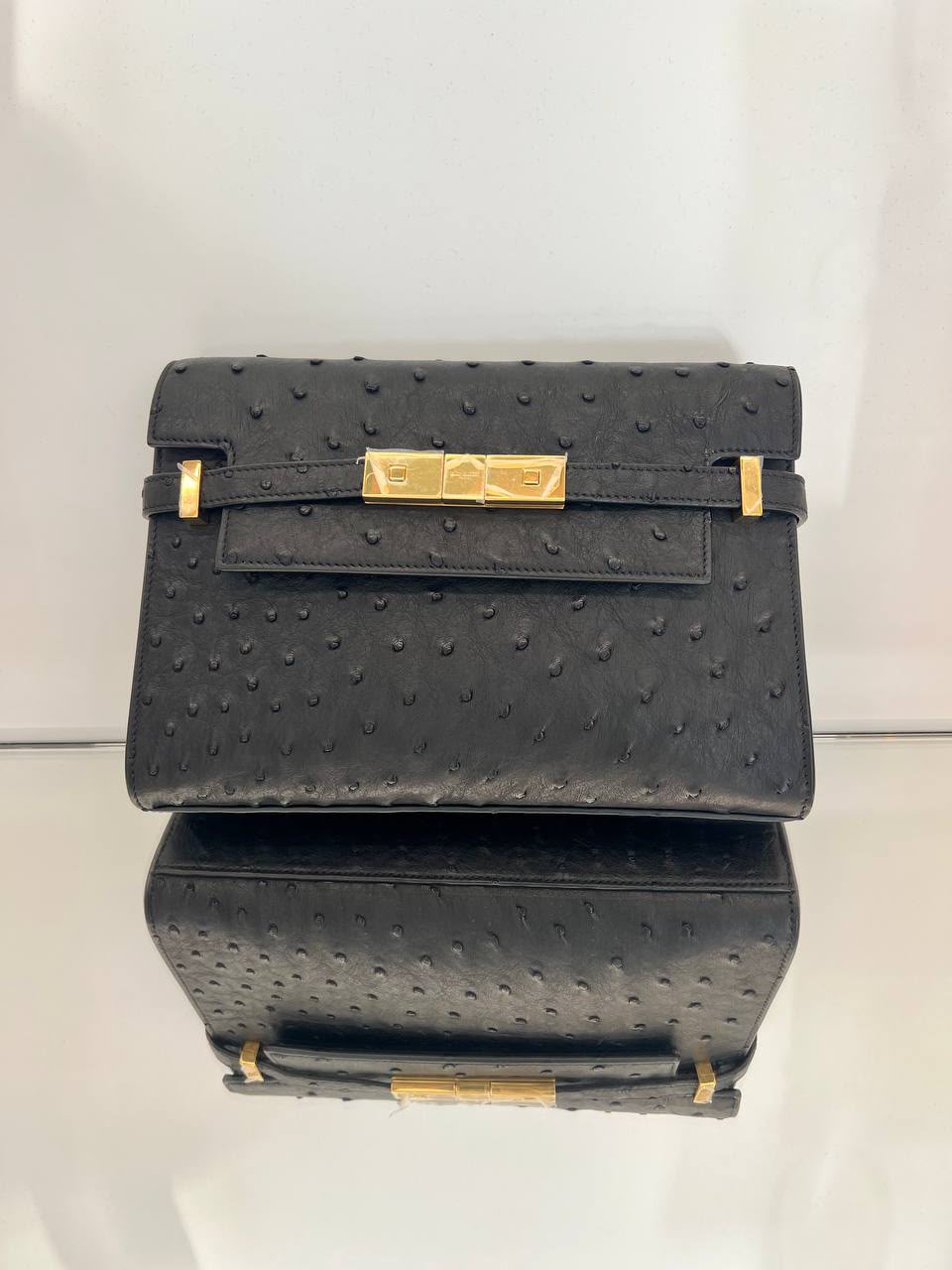 Manhattan Small Satchel in Ostrich Embossed Leather
